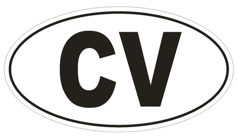 CV Cape Verde Country Code Oval Bumper Sticker or Helmet Sticker D1034 - Winter Park Products