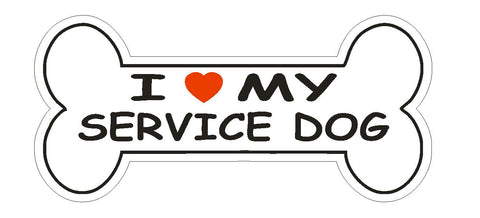 Love My Service Dog Bumper Sticker or Helmet Sticker D1115 Dog Bone Pet Lover - Winter Park Products