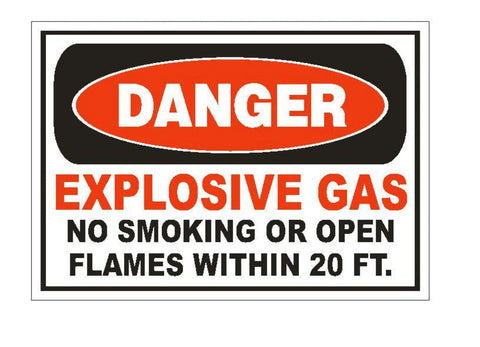Danger Explosive Gas Sticker Safety Sign Decal Label D882 No Smoking No Flames - Winter Park Products