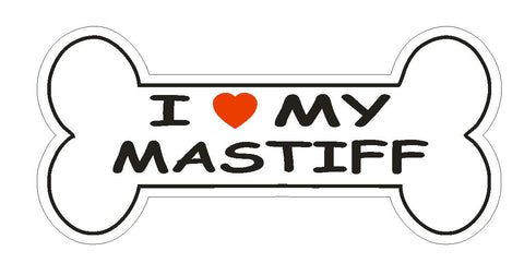 Love My Mastiff Bumper Sticker or Helmet Sticker D1095 Dog Bone Pet Lover - Winter Park Products