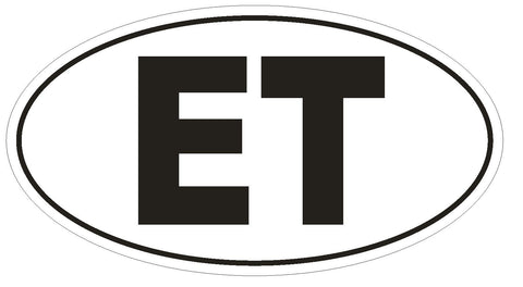 ET Ethiopia Country Code Oval Bumper Sticker or Helmet Sticker D1015 - Winter Park Products