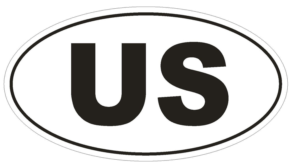 US United States Country Code Oval Bumper Sticker or Helmet Sticker D1070 - Winter Park Products