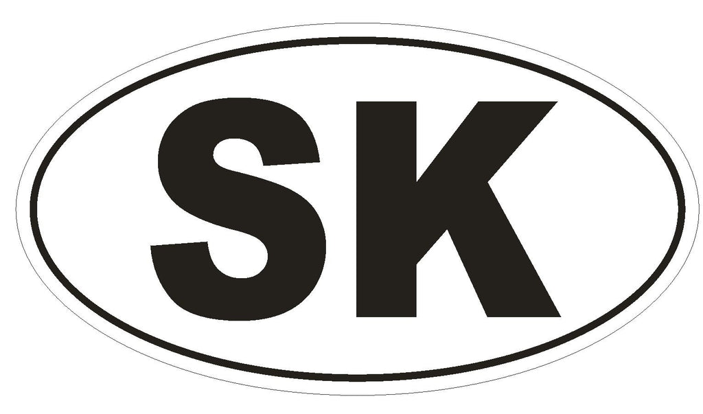 SK Slovak Republic Country Code Oval Bumper Sticker or Helmet Sticker D988 - Winter Park Products