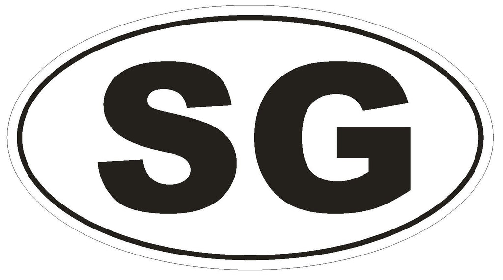 SG Singapore Country Code Oval Bumper Sticker or Helmet Sticker D937 - Winter Park Products