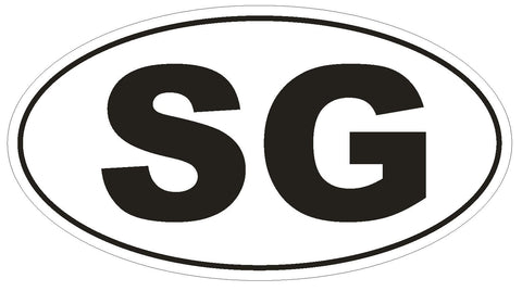 SG Singapore Country Code Oval Bumper Sticker or Helmet Sticker D937 - Winter Park Products