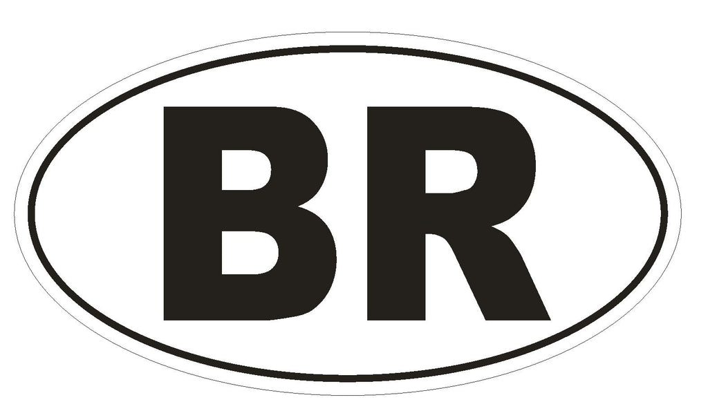 BR Brazil Country Code Oval Bumper Sticker or Helmet Sticker D894 Brazilian Oval - Winter Park Products