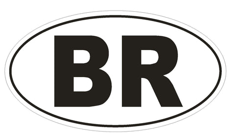 BR Brazil Country Code Oval Bumper Sticker or Helmet Sticker D894 Brazilian Oval - Winter Park Products