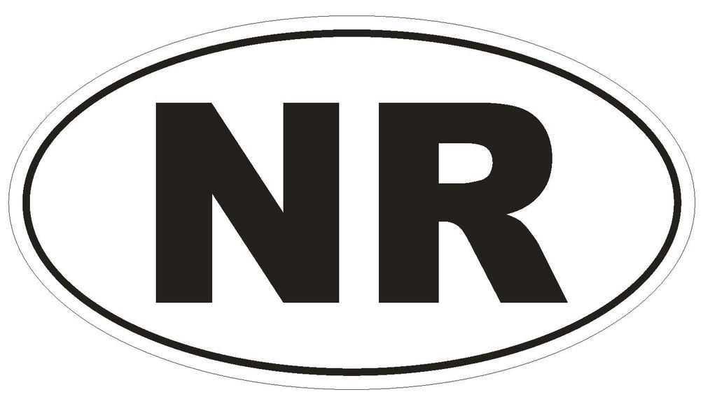 NR Nauru Country Code Oval Bumper Sticker or Helmet Sticker D1059 - Winter Park Products
