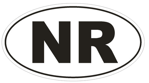NR Nauru Country Code Oval Bumper Sticker or Helmet Sticker D1059 - Winter Park Products