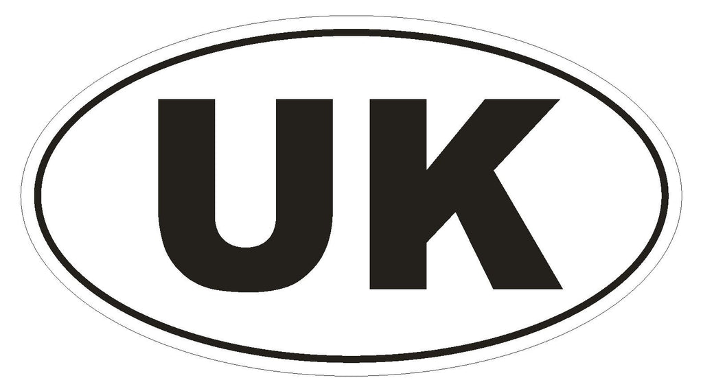 UK United Kingdom Country Code Oval Bumper Sticker or Helmet Sticker D1069 - Winter Park Products