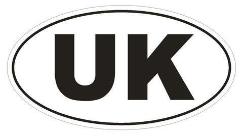 UK United Kingdom Country Code Oval Bumper Sticker or Helmet Sticker D1069 - Winter Park Products