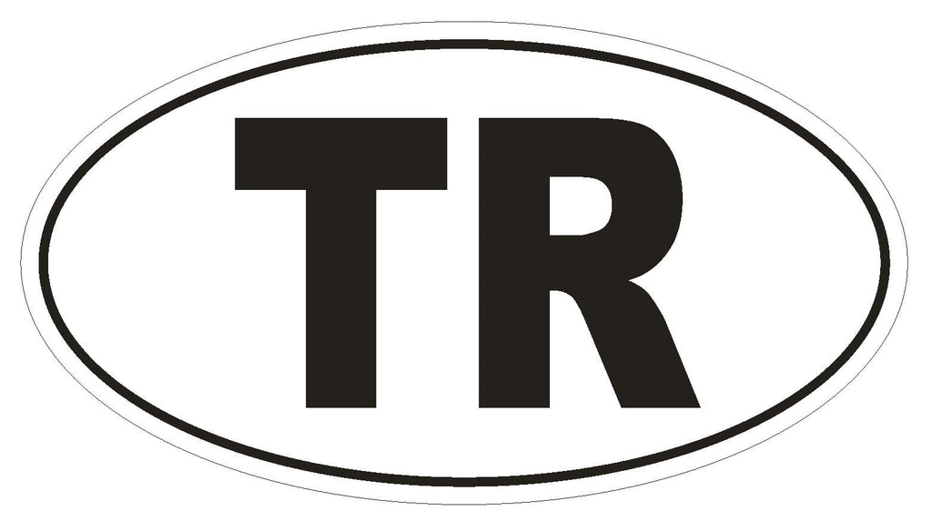 TR Turkey Country Code Oval Bumper Sticker or Helmet Sticker D1024 - Winter Park Products