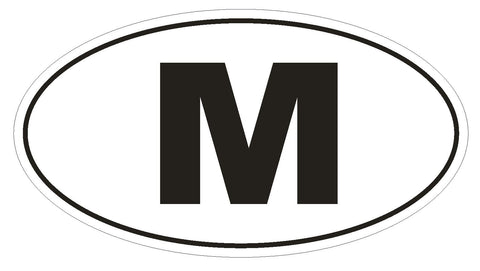 M Malta Country Code Oval Bumper Sticker or Helmet Sticker D931 - Winter Park Products