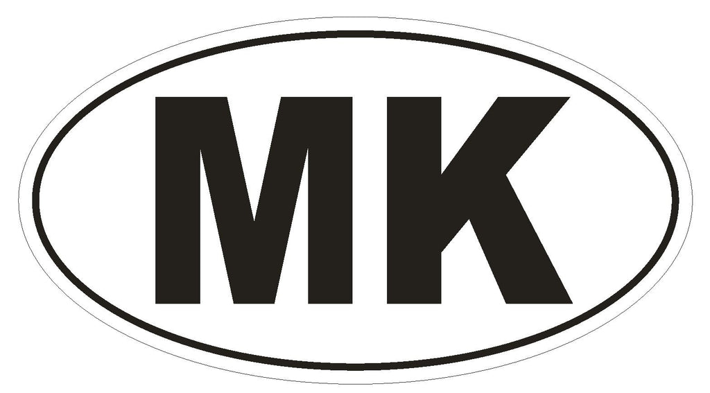 MK Macedonia Country Code Oval Bumper or Helmet Sticker D944 Magic Kingdom - Winter Park Products