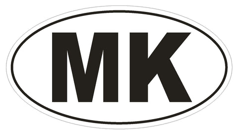 MK Macedonia Country Code Oval Bumper or Helmet Sticker D944 Magic Kingdom - Winter Park Products