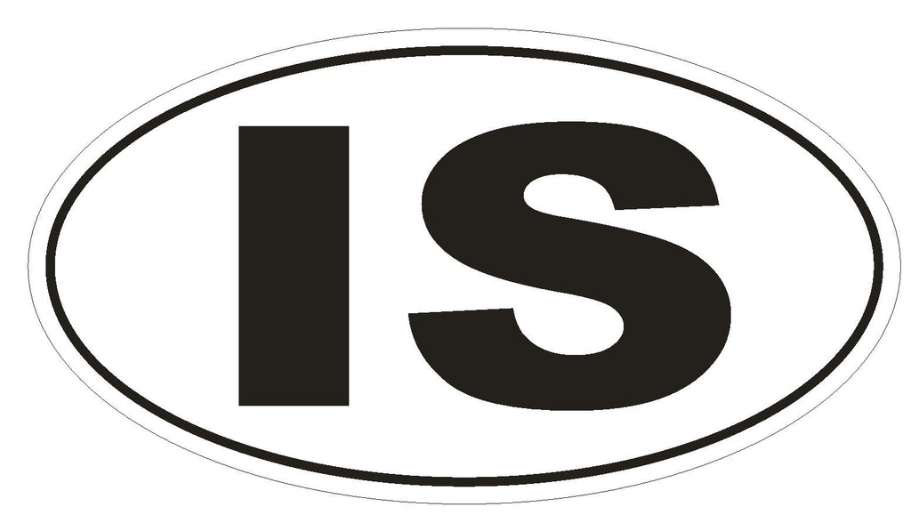 IS Iceland Country Code Oval Bumper Sticker or Helmet Sticker D893 Euro Oval - Winter Park Products
