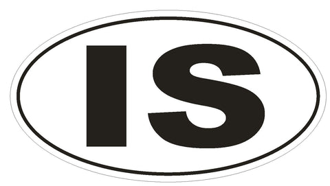 IS Iceland Country Code Oval Bumper Sticker or Helmet Sticker D893 Euro Oval - Winter Park Products