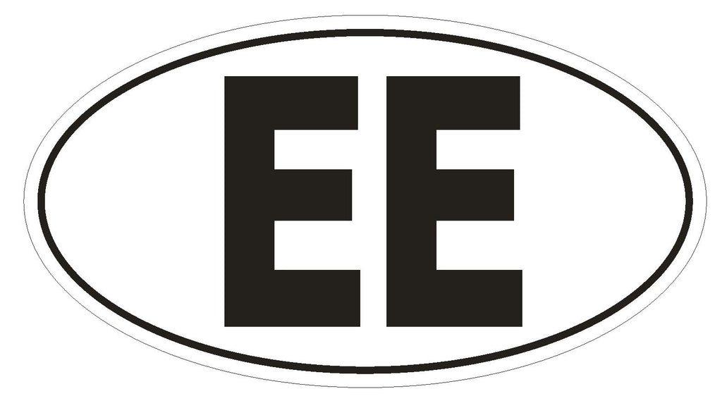 EE Estonia Country Code Oval Bumper Sticker or Helmet Sticker D985 - Winter Park Products