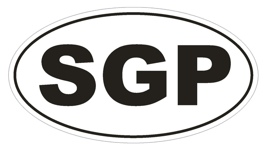SGP Singapore Country Code Oval Bumper Sticker or Helmet Sticker D936 - Winter Park Products