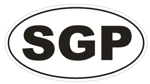 SGP Singapore Country Code Oval Bumper Sticker or Helmet Sticker D936 - Winter Park Products