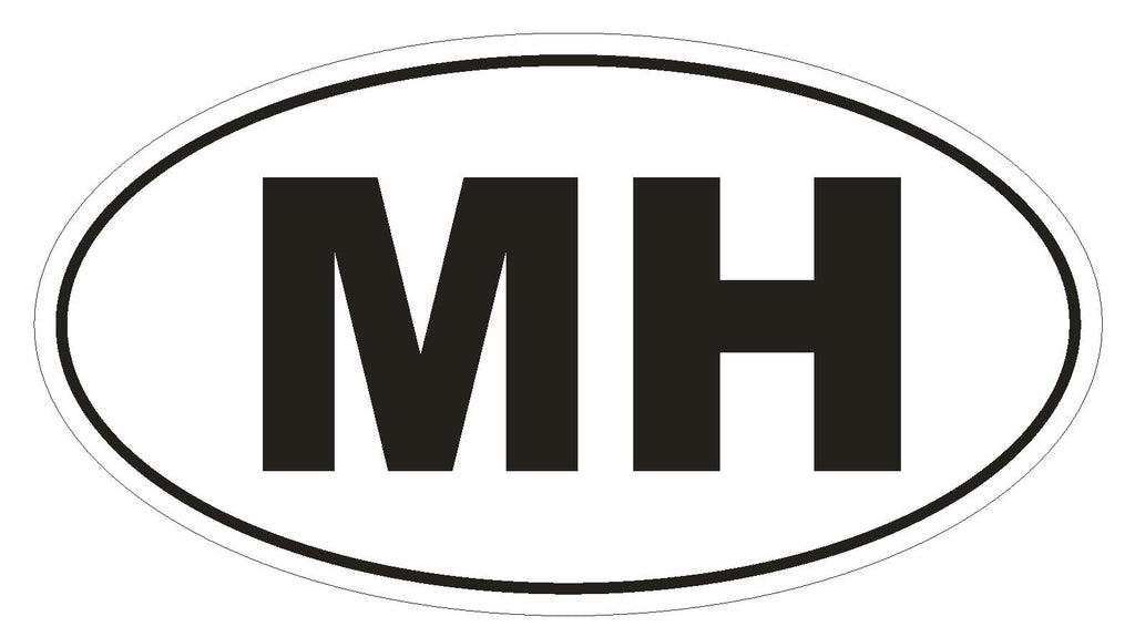 MH Marshall Islands Country Code Oval Bumper Sticker or Helmet Sticker D1050 - Winter Park Products