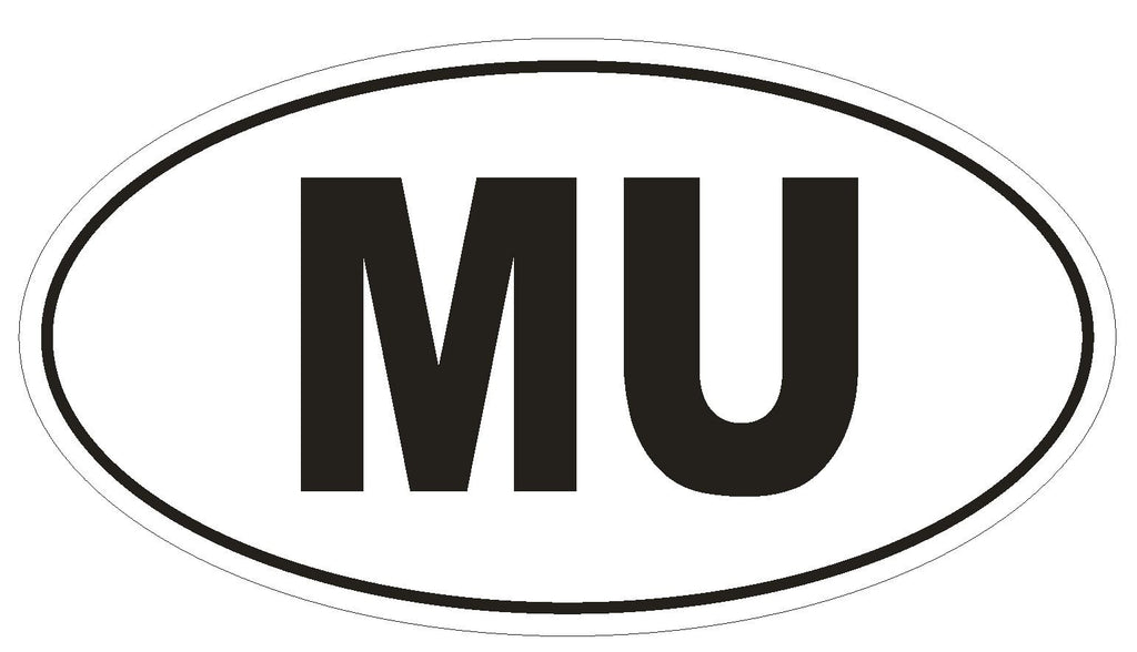 MU Mauritius Country Code Oval Bumper Sticker or Helmet Sticker D1009 - Winter Park Products