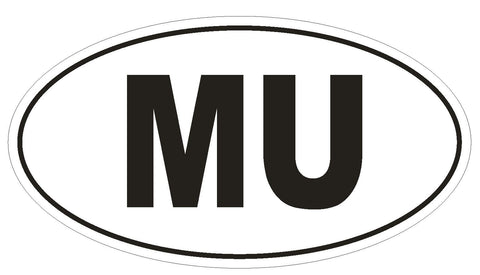 MU Mauritius Country Code Oval Bumper Sticker or Helmet Sticker D1009 - Winter Park Products