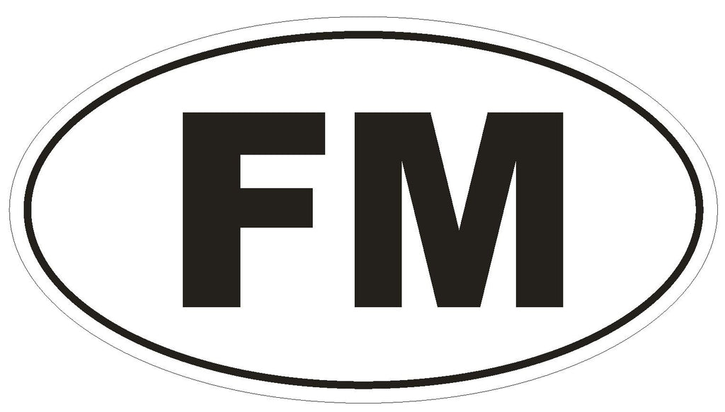 FM Micronesia Country Code Oval Bumper Sticker or Helmet Sticker D1055 - Winter Park Products