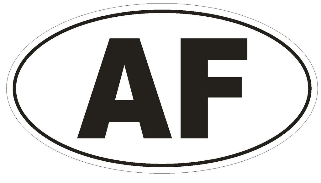 AF Afghanistan Country Code Oval Bumper Sticker or Helmet Sticker D896 - Winter Park Products