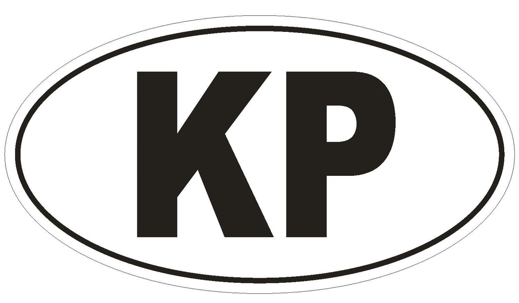 KP North Korea Country Code Oval Bumper Sticker or Helmet Sticker D1038 - Winter Park Products