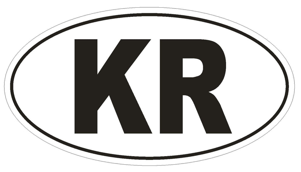 KR South Korea Country Code Oval Bumper Sticker or Helmet Sticker D1039 - Winter Park Products