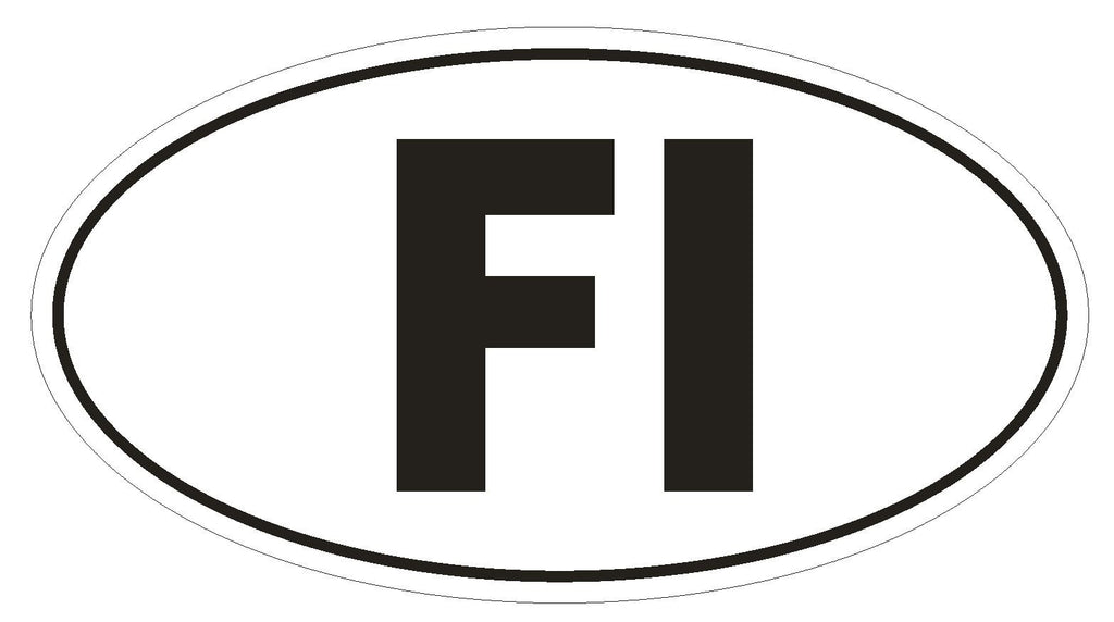 FI Finland Country Code Oval Bumper Sticker or Helmet Sticker D919 - Winter Park Products