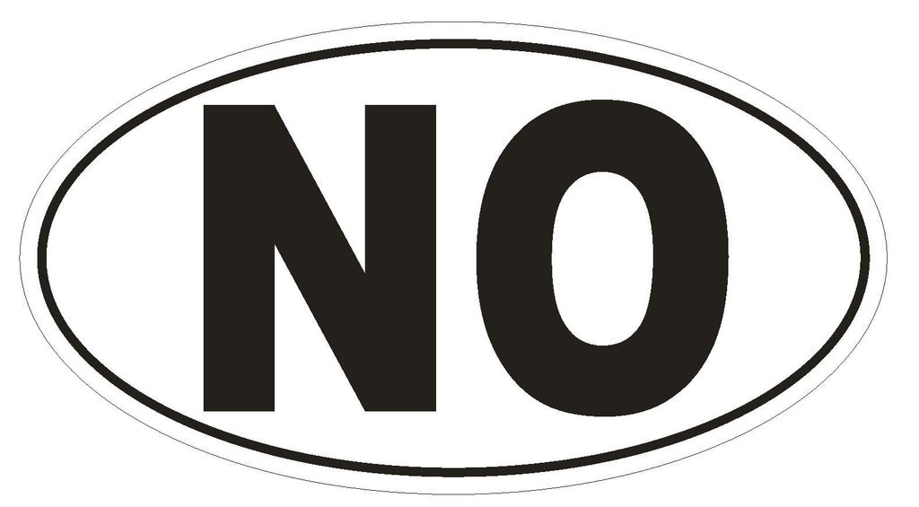 NO Norway Country Code Oval Bumper Sticker or Helmet Sticker D959 Norwegian - Winter Park Products