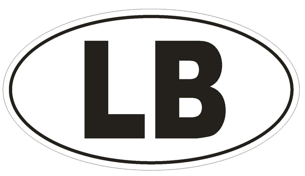LB Lebanon Country Code Oval Bumper Sticker or Helmet Sticker D1042 - Winter Park Products