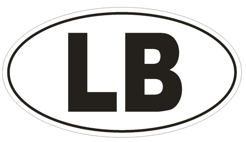 LB Lebanon Country Code Oval Bumper Sticker or Helmet Sticker D1042 - Winter Park Products