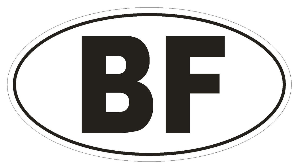 BF Burkina Faso Country Code Oval Bumper Sticker or Helmet Sticker D971 - Winter Park Products