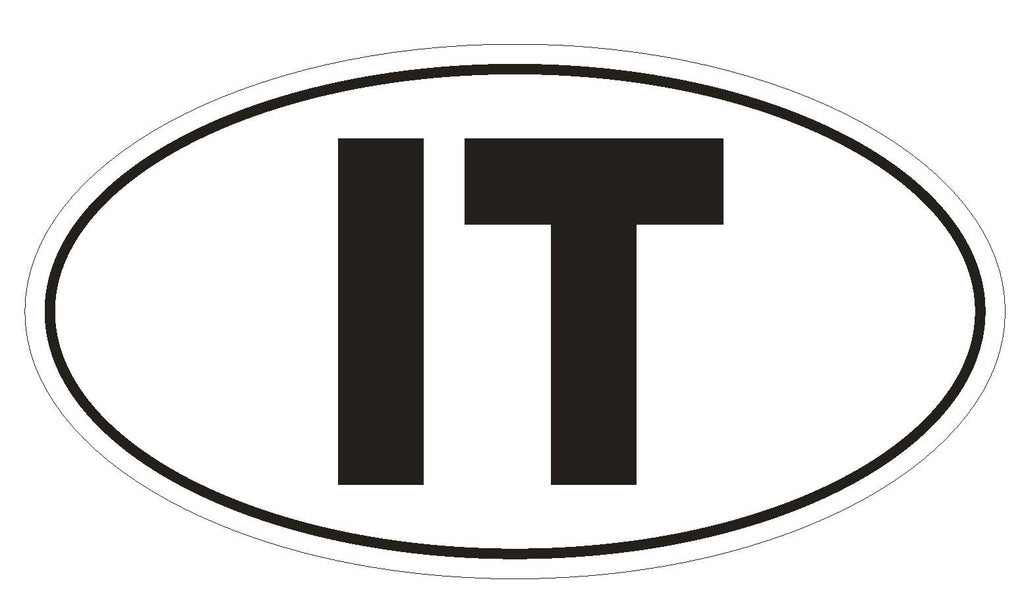 IT Italy Country Code Oval Bumper Sticker or Helmet Sticker D962 - Winter Park Products