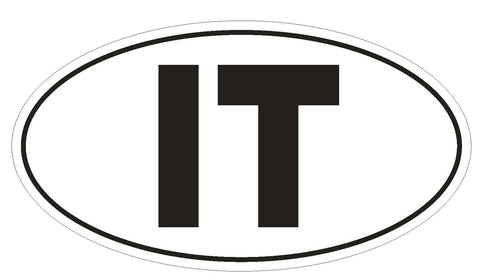 IT Italy Country Code Oval Bumper Sticker or Helmet Sticker D962 - Winter Park Products