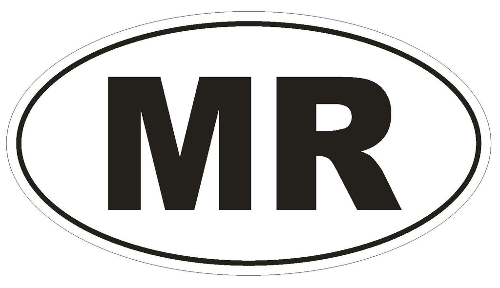 MR Mauritania Country Code Oval Bumper Sticker or Helmet Sticker D1052 - Winter Park Products