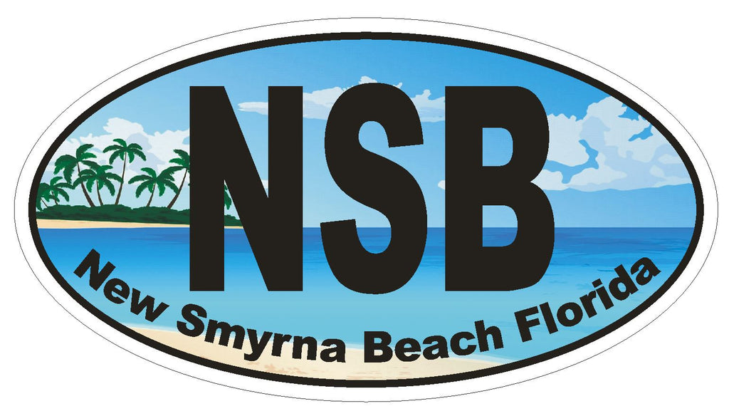 NSB New Smyrna Beach Florida Oval Bumper Sticker or Helmet Sticker D1124 - Winter Park Products