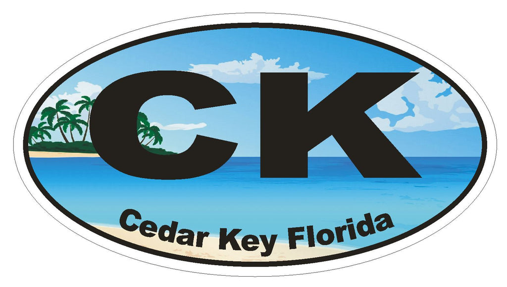 Cedar Key Florida Oval Bumper Sticker or Helmet Sticker D1140 - Winter Park Products