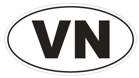 VN Viet Nam Country Code Oval Bumper Sticker or Helmet Sticker D1076 - Winter Park Products