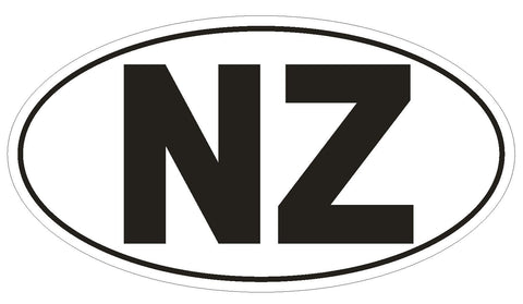 NZ New Zealand Country Code Oval Bumper Sticker or Helmet Sticker D960 Aotearoa - Winter Park Products
