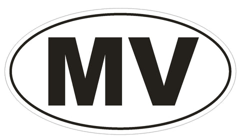 MV Maldives Country Code Oval Bumper Sticker or Helmet Sticker D1048 - Winter Park Products