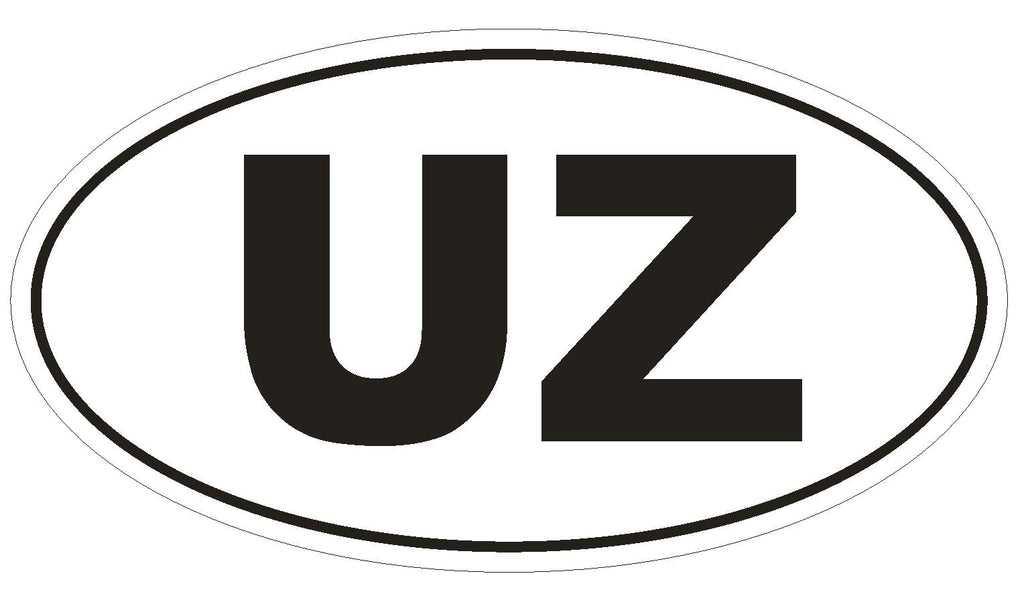 UZ Uzbekistan Country Code Oval Bumper Sticker or Helmet Sticker D1073 - Winter Park Products