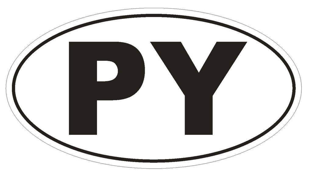PY Paraguay Country Code Oval Bumper Sticker or Helmet Sticker D1081 - Winter Park Products