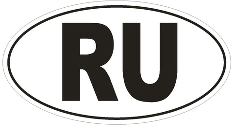 RU Russian Federation Country Code Oval Bumper Sticker or Helmet Sticker D908 - Winter Park Products