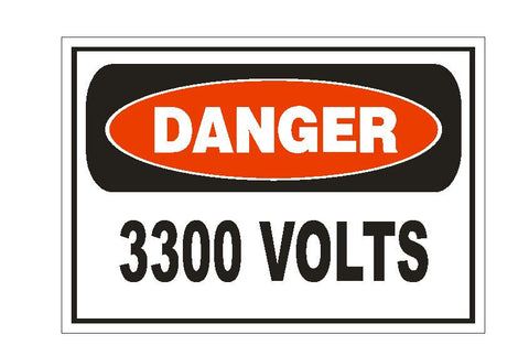 Danger 3300 Volts Electrical Sticker Safety Sign Decal Electrician Label D865 - Winter Park Products