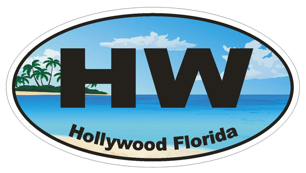 Hollywood Florida Oval Bumper Sticker or Helmet Sticker D1146 - Winter Park Products