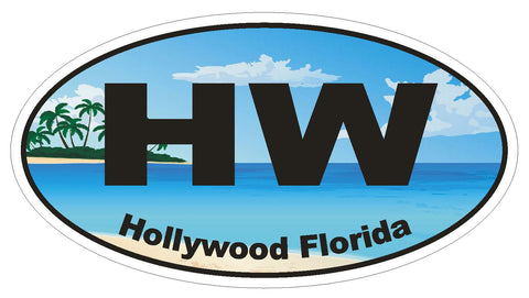 Hollywood Florida Oval Bumper Sticker or Helmet Sticker D1146 - Winter Park Products